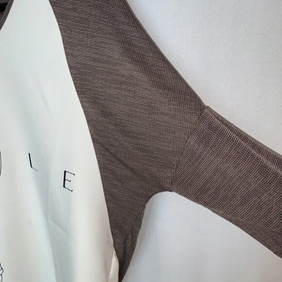 𝅺zara Beige Top Raglan Sleeves Scoop Neck Graphic Size S - Picture 4 of 4